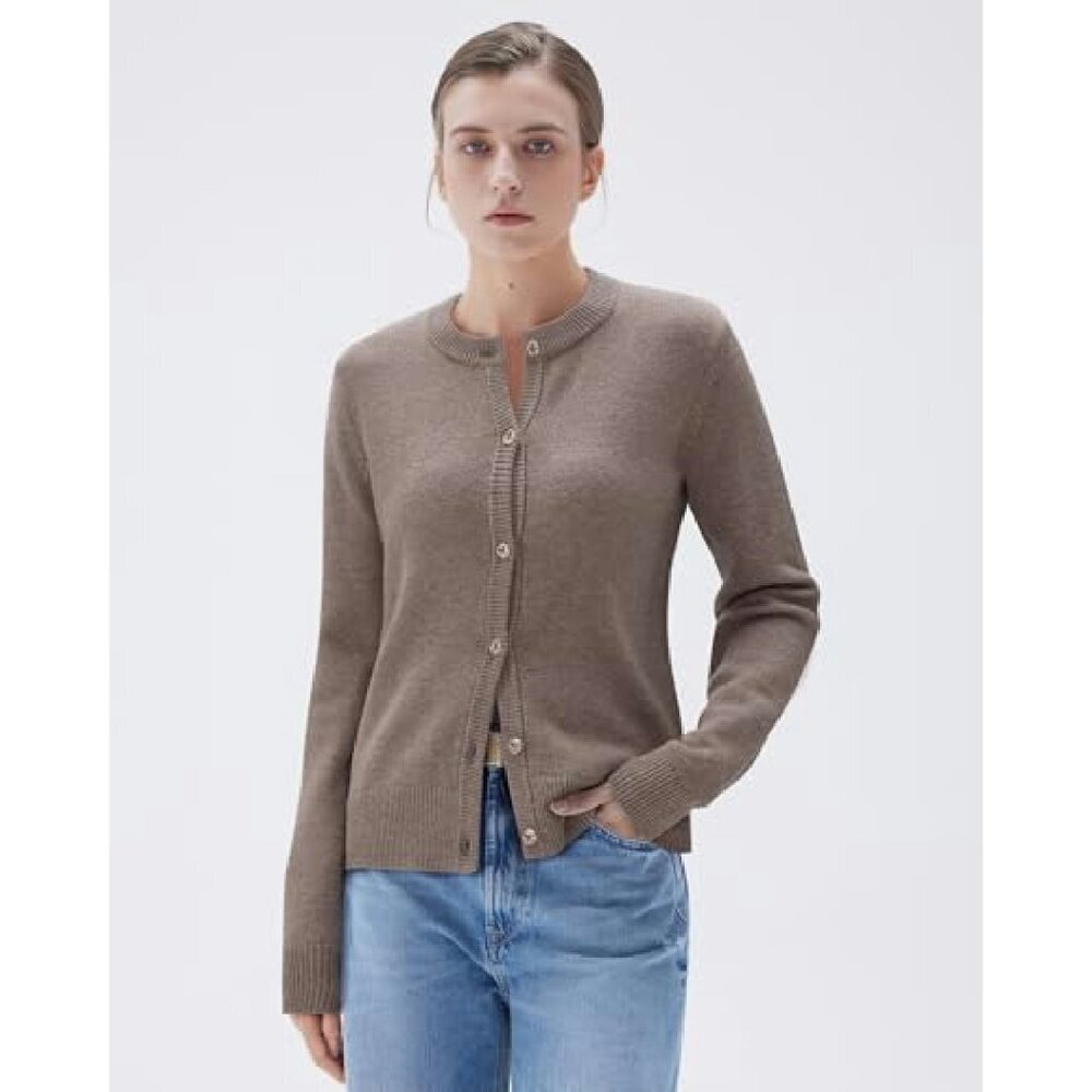 Chunky Cashmere Blend Cardigan, Button Up Long Sleeve, Fall Winter Sweater - Picture 5 of 8